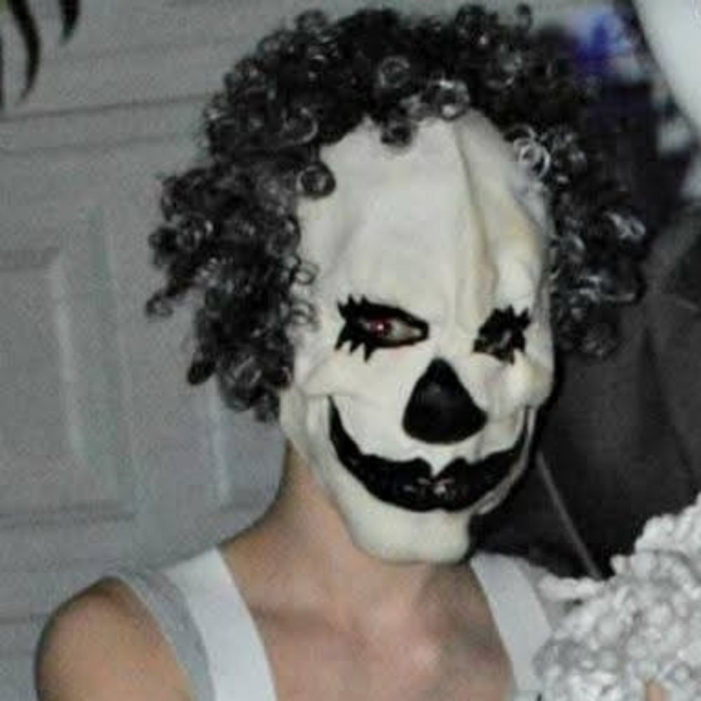 Creepy Clown Mask with Curly Hair